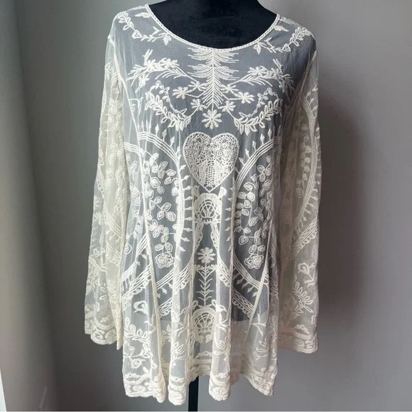 NWT Cato Delicate Lace Blouse - Large - Picture 1 of 14